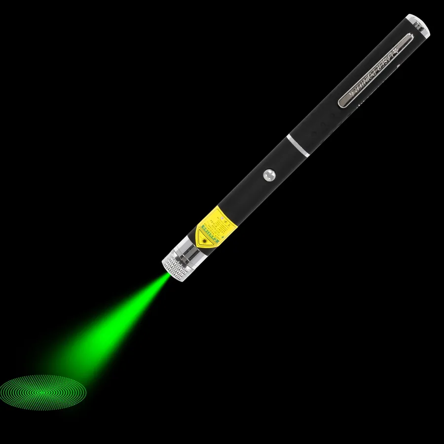 Groene laserpen AG-2 met zichtbare laserstraal in het donker